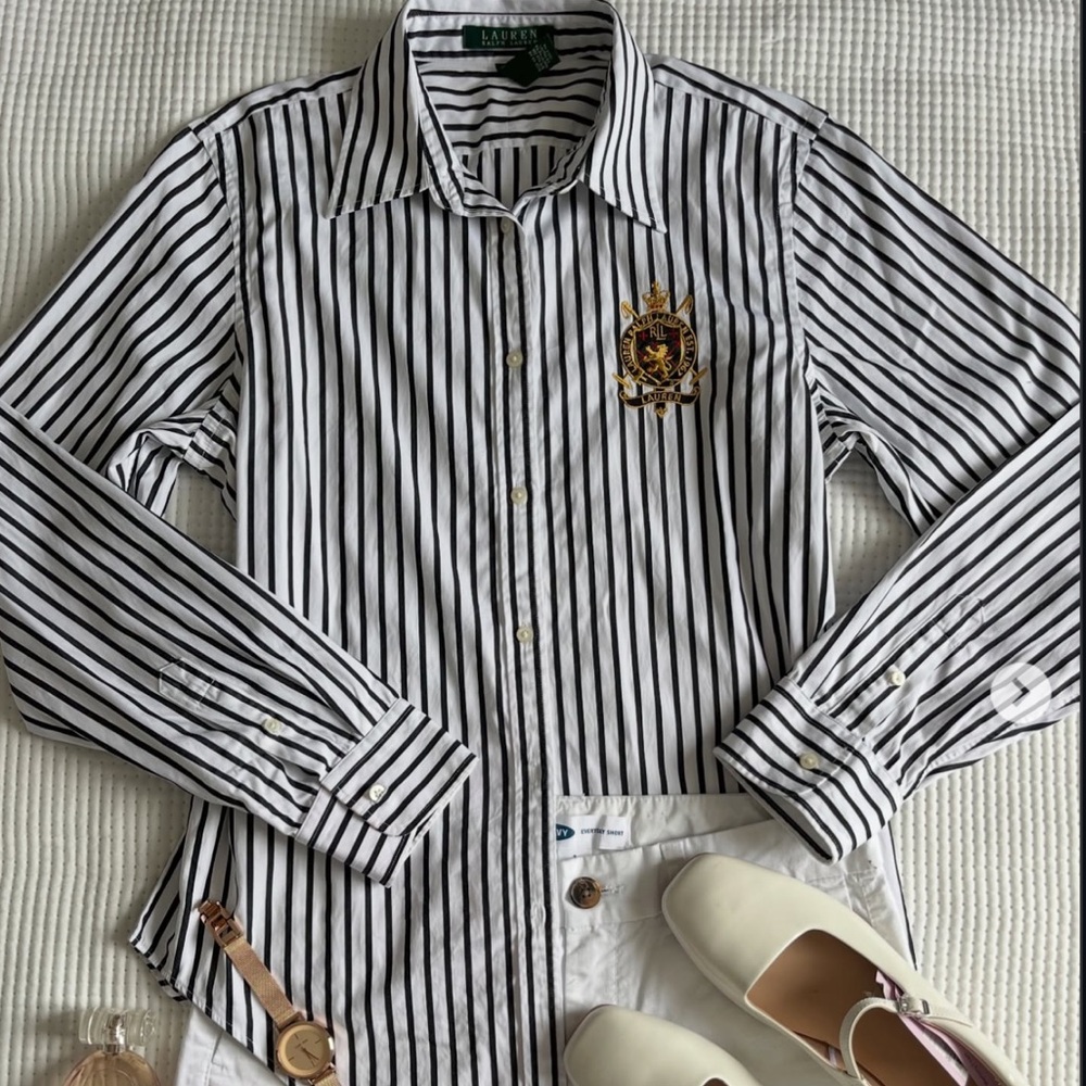 LRL Striped Button Down with Crest - image 2